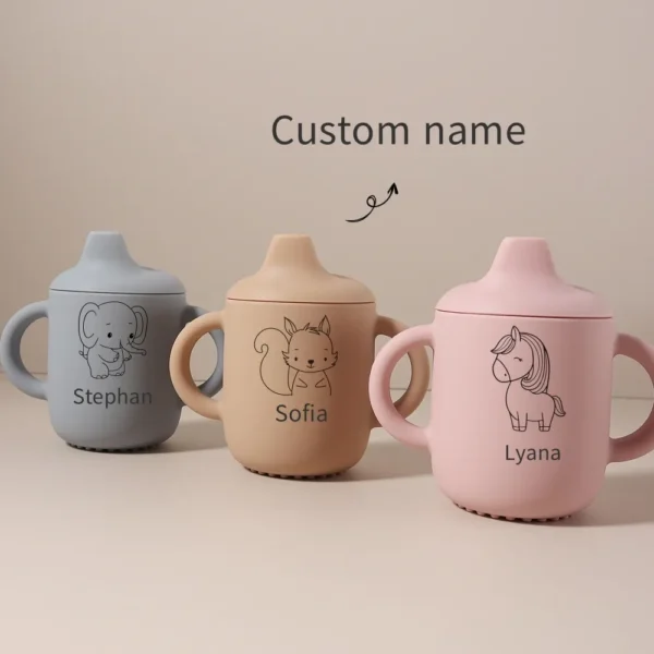 Tasse bébé silicone personnalisée prénom